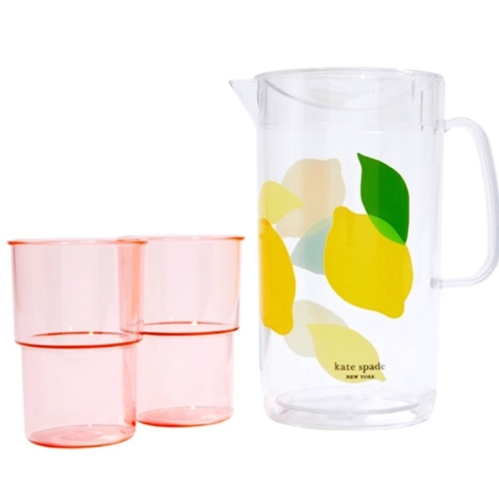 Kate Spade Lemon Pitcher and Set of 2 Cups - Picture 7 of 8